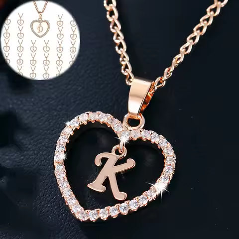 Bohemian Style Letter Necklace 26 Letter Zircon Love Necklace Jewelry Wedding Party Gift For Men And
