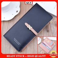 SC2 ♝READY STOCK♝ Fashion Buckle Long Purse Women Thin Soft Leather Zip wallet woman Student Wallet 