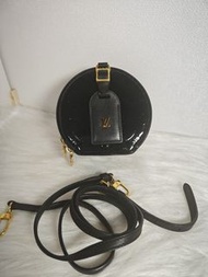 LV路易威登Boite chapeau 黑色漆皮老花 mini 圓餅包