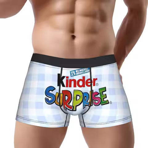 Periwinkle Gingham Print Kinder Surprise Underpants Breathbale Panties Men's Underwear Comfortable S