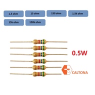 10pcs/pk Resistor 1/2W 0.5W 1.5ohm, 15ohm, 150ohm, 1.5k ohm, 15k ohm, 150k ohm 5% Fixed Resistor