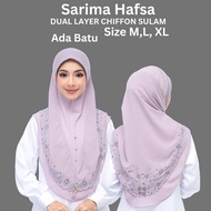 Tudung Sarung Chiffon Sulam Batu 2 Layer Awning Scuba