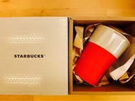 <全新> 未開封 Starbucks 白色 陶瓷 保溫杯 隨行杯 紅色 防滑 隔熱 8oz (237ml) 連活動杯蓋 新年 生日 抽獎 禮物 辦公室 Starbucks Ceramic Tumble
