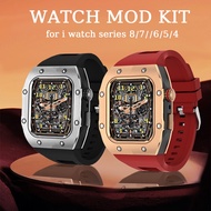 Luxury Mod kit silicone strap alloy case is applicable to Apple watch series 8 7 SE 6 5 4 i watch 44mm 45mm