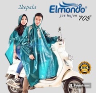 Jas Hujan Elmondo 2in1 Dua kepala Murah Berkualitas.Jas Hujan Boncengan Kepala Dua