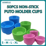 HomeFlix 50pcs Non-Stick Puto Molder Cups – Multi-Size Plastic Cups for Puto, Kutsinta, Leche Flan