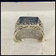 Cincin Ring Perak Silver Bali 925 Ukir Kotak Persegi Batik Pria Wanita