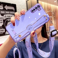 Casing oppo reno 4 reno 3 Phone Case Rhinestone Cover Lanyard Diamond-studded softcase halter neck lanyard for girls