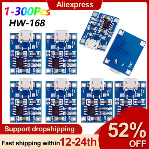 1-300Pcs HW-168 1A DC4.5-5.5V Type-c Input Interface USB Lithium Batteries Charging Board Charger Mo