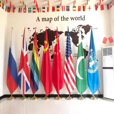 6.6 ft indoor worldwide national flag pole with standing base floor type essential for office exhibi