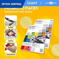 10 PACKS A4 SIZE I-tech Waterproof Vinyl Sticker Glossy | Matte Transparent | OCT