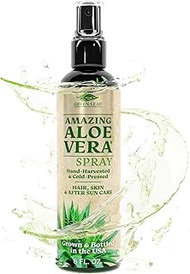 Green Leaf Naturals Aloe Vera Spray | 99% Cold-Pressed Aloe Vera Juice with Vitamin C, E & A | Hair,