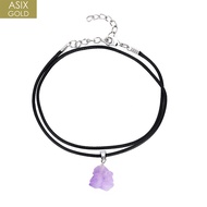 ASIX GOLD Natural Amethyst Pendant Ladys Lucky Necklace