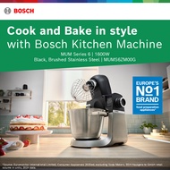 Bosch MUMS6ZM00G Kitchen Machine with Scale, 1600W, Black, Brushed Stainless Steel, 3D Planetary Mix