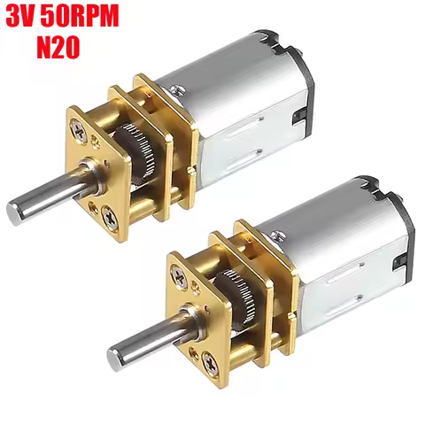 2pcs 3V 50RPM N20 High Torque Speed Reduction Geared Motor with Metal Gearbox Motor for Smart Car DI