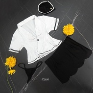 Cosplay Flight Attendant Flight Flight Flight Attendant Women One Set Black White CL110