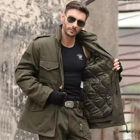 Military Fans Men Jacket Coat Thick Warm Army Green Military Uniform Black M65 Windbreaker With Deta