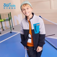 【百亿补贴】361童装儿童外套男童针织加厚上衣2021冬季新款中大童男款休闲拉绒外套 经典黑 170cm