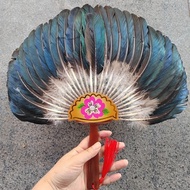 Fan Blue Enchantress Feather Blue Yanren Na Cool Hair Fan Summer Fan Kongming Fan Old