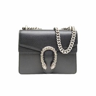 GUCCI Dionysus酒神Mini20黑色牛皮鑽扣肩背包