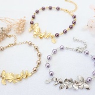 多花施華洛世奇珍珠手鍊，精緻野蘭花手鍊