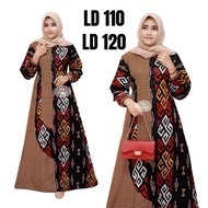 gamis batik kombinasi polos gamis batik wanita syari muslim - merah xxxl