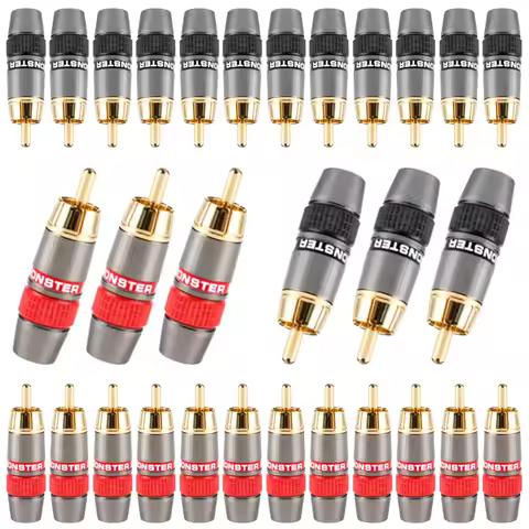 2/4/8Pcs RCA Plug Copper Gold-Plated Male Lotus Plug RCA Socket Connector for Audio Video Speaker Te