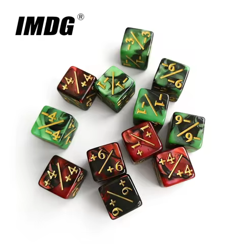 6Pcs/Pack 16mm +1/-1 Counters dice Red Green Positive and Negative Dual Color D6 Dice for Tabletop G