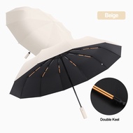60 Ribs Folding Umbrella Large Size Sunshade Fully Automatic Umbrella Thickened Black Rubber Sunshad