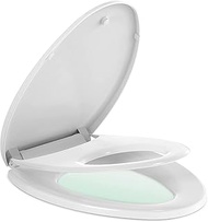 Toilet Seat with Built-In Potty Training Seat, Elongated Toilet Seat Cover with Soft Close Hinge Magnetic Kid Lid Non-Slip Seat Bumpers Toilet Lid for Elongated or Oval Toilets Fits Adult and Child