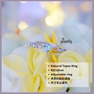 GRAVITY Topaz Ring 托帕石纯银戒指 Adjustable Ring Silver 925 Original Ring for Women Cincin Silver Accessories Cincin Perempuan
