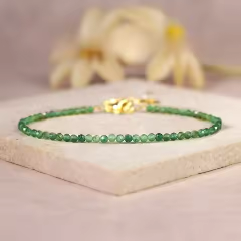 Emerald exquisite bracelet, natural emerald stone bracelet, May birth Stone Heart Wheel gift