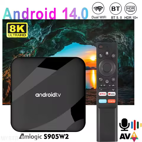 Android Box TV 2025 Android 14 S905W2 Digital TV Dual WiFi6 bt5.0 Voice Remote Quad Core Media Playe