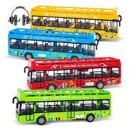 MIA 4 Wheels Double Decker Bus Alloy Exquisite Bus Toy Model Pull Back Toys ABS Car Bus Model Toddlers Child