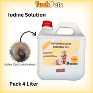 Povidone Iodine solution 10% For Animal Iodin Pencuci Luka Haiwan 4 Liter