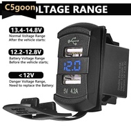 C5GOON 5V 4.2A Universal LED Car Charger Dual USB Switch for Boat UTV ATV M6R3