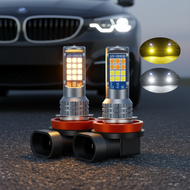 【2 Pcs】24 LED Dual Color Car LED Fog Lights H3 LED Bulbs H4 H11 H8 Super Bright Auto Fog Lamps 9006 
