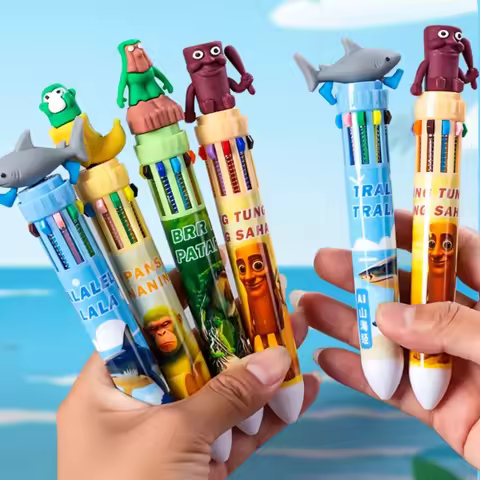 6/36pcs 10color Press Ballpoint Pen Italian Brainrot Ai Animals Tungtungtungsahur Tralalelotralala 0