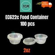 (Ready Stock) 2oz-Round-Container-100set-EC-E622C-Disposable-Plastic-PET-Food-Container-Bekas Sos