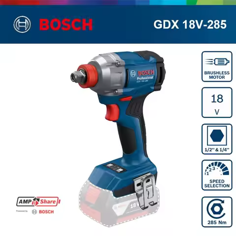 Bosch GDX 18V-285 1/2'' Square Cordless Impact Wrench 18V Impact Tool 1/4" Hex Drive Electric Impact
