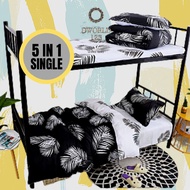 BEDSHEET 5D SINGLE CADAR SINGLE (5in1) SET WITH COMFORTER