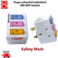 SOUNDTECH 13A Colourful 3 way Multi Plug/ Multi Adaptor with switch