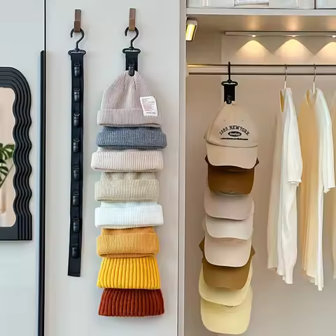 1 PC hat organizer, with 8 clips, suitable for hat storage in homes and closets, a must-have for han