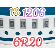 10pcs Chip resistor smd 6R20 6R2 1% size 1206 3216 6.2 ohm 6.2ohm 6.2 ohm 6.2ohm