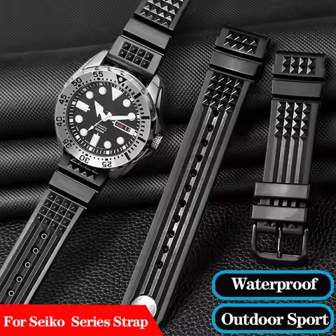 20mm 22mm Silicone Watch Strap for Seiko SRP601J1 Water Ghost Canned Diving Omega Bracelet Black Blu