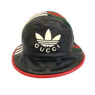 Gucci 聯名Adidas黑羊皮漁夫帽M號 約9新