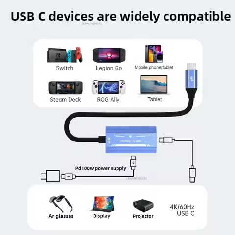 AR Glasses Hub Seamless Multi-Device Type-C HDMI-compatible Charging Adapter USB C to C Video Conver