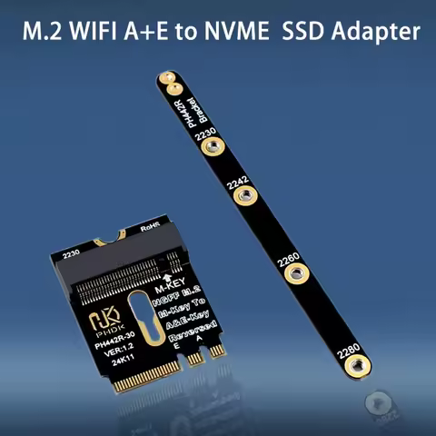 M.2 A+E to NVME SSD Adapter M2 WIFI Interface A/E Key to M Key PCIE 4.0 Riser Card with Bracket for 