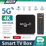 ICON MXQ Pro 4K HD Android Smart TV Box 32+512GB 2.4G/5G WiFi USB Keyboard Media Player Set Top Box