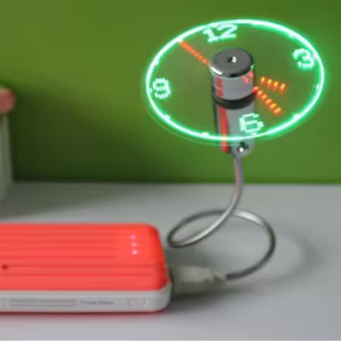 New Durable Adjustable USB Gadget Mini Flexible LED Light USB Fan Time Clock Desktop Clock Cool Gadg